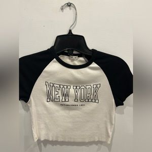 Garage “New York” Black and White Baby Tee Cropped Top